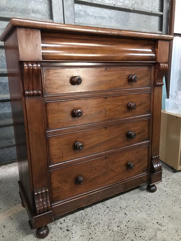 Scottish circa 1840 mahogany chest of drawers.