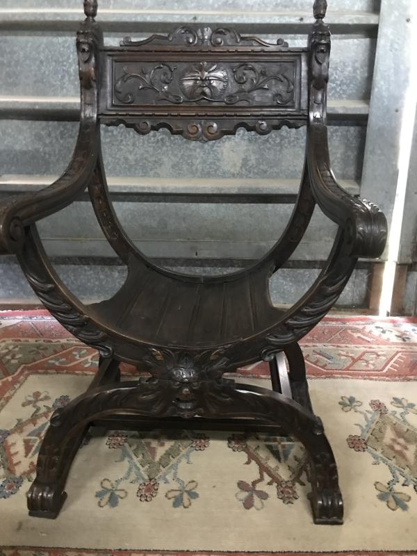 Renaissance Revival curule/ Savonarola chair circa 1880