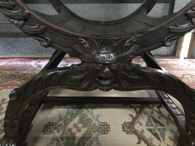 Renaissance Revival curule/ Savonarola chair circa 1880