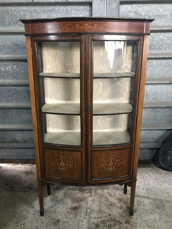 Edwardian 2 door bow fronted display cabinet