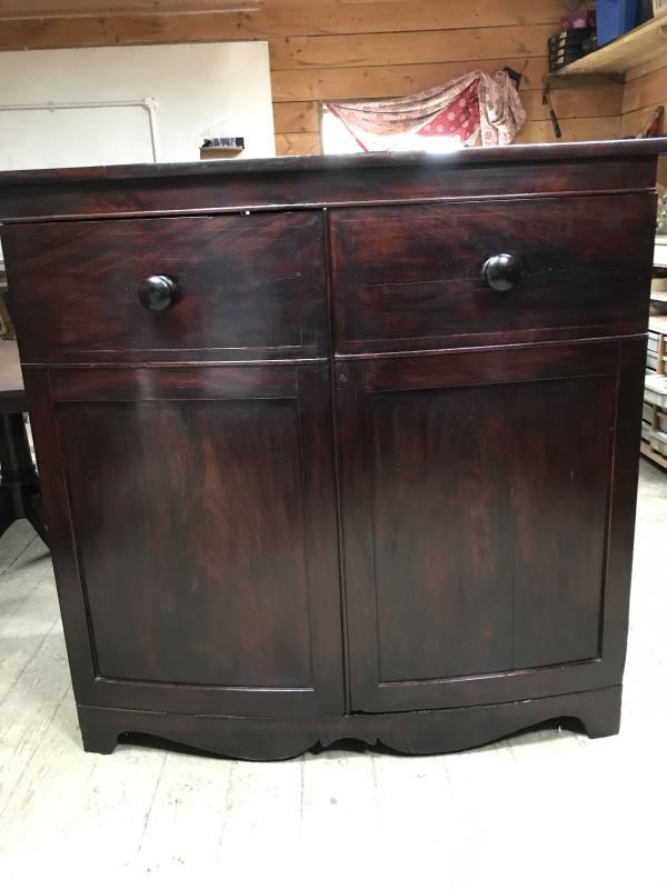Large Georgian bow fronted linen cupboard.