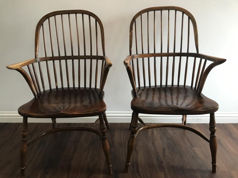 Quality pair of Ash & Elm Windsor chairs.