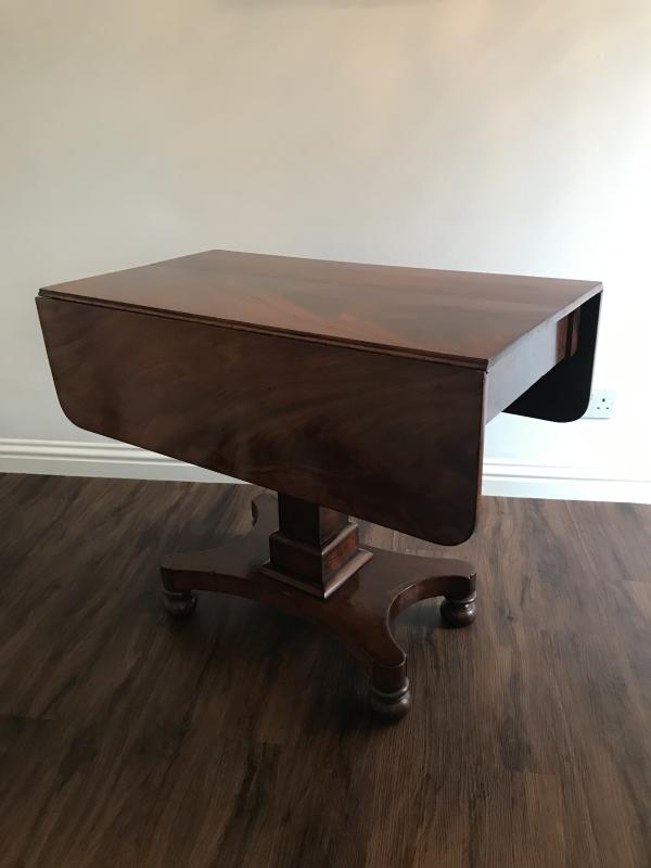 Victorian Mahogany Pembroke pedestal centre table .