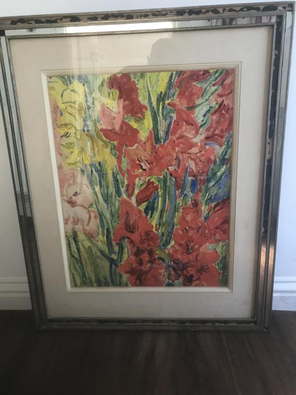 Sir Jacob Epstein Gladioli painting .