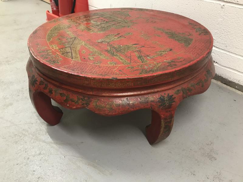 19th century Red lacquered Chinese low table .